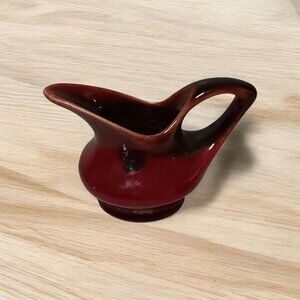 Shawnee Miniature Art Pottery Pitcher Burgundy 3" unsigned